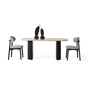 Zeno Oval Ahşap Bohem Yemek Masası 90x200