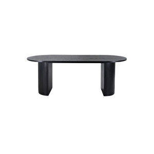 Zeno Oval Ahşap Bohem Yemek Masası 90x200 Siyah