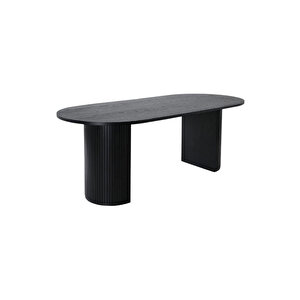 Zeno Oval Ahşap Bohem Yemek Masası 90x200 Siyah