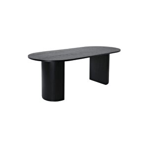 Zeno Oval Ahşap Bohem Yemek Masası 90x200 Siyah