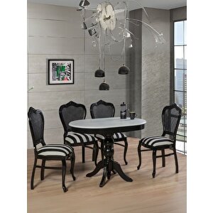 Rika Baba Ayak Oval Açılır Masa 90x130 Siyah-Beyaz