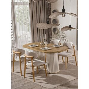 Horizon İskandinav Oval Natural Ahşap Bohem Masa 80x190 Kayın-Krem