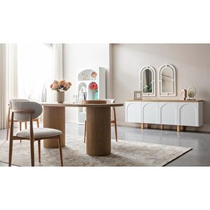 Horizon İskandinav Oval Natural Ahşap Bohem Masa 80x190 Natural