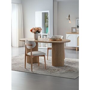 Horizon İskandinav Oval Natural Ahşap Bohem Masa 80x190 Natural