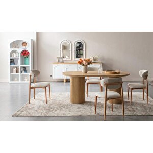 Horizon İskandinav Oval Natural Ahşap Bohem Masa 80x190