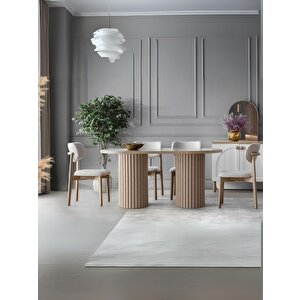 İris İskandinav Ahşap Masa Sandalye Takımı 80x190 Natural