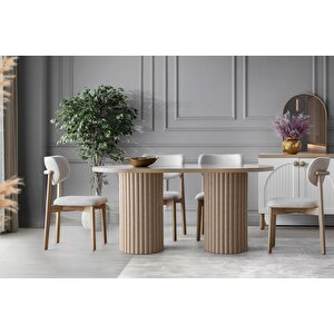 İris İskandinav Ahşap Masa Sandalye Takımı 80x190 Natural