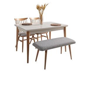 Ludovica Fransız Retro Still Açılır Ceviz Yemek Masası 90x170 Kayın - Beyaz