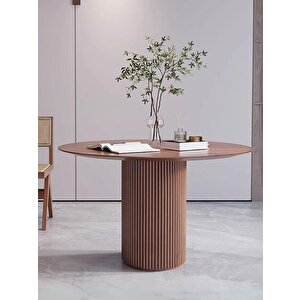 Breeze Yuvarlak Ahşap Bohem Masa 100x100 Ceviz