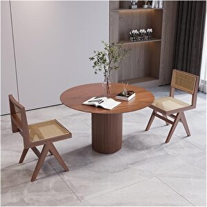 Breeze Yuvarlak Ahşap Bohem Masa 100x100 Ceviz