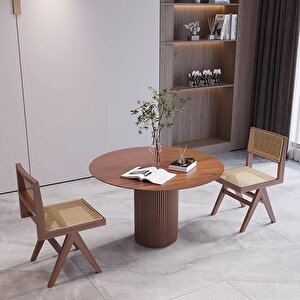 Breeze Yuvarlak Ahşap Bohem Masa 100x100