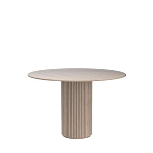 Breeze Yuvarlak Ahşap Bohem Masa 100x100 Krem