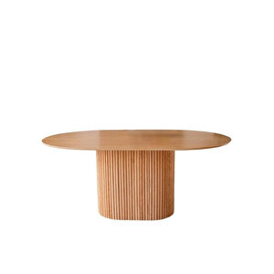Luna Oval Natural Ahşap Bohem Masa 80x150 Natural