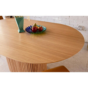 Luna Oval Natural Ahşap Bohem Masa 80x150