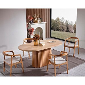 Savana Oval Ahşap Bohem Yemek Masası 90x170