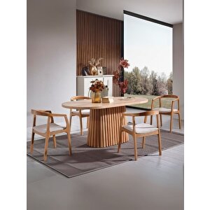 Savana Oval Ahşap Bohem Yemek Masası 90x170 Natural