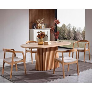 Savana Oval Ahşap Bohem Yemek Masası 90x170