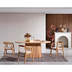 Savana Oval Ahşap Bohem Yemek Masası 80x160