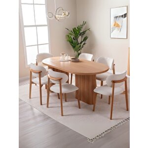 Calista Oval Ahşap Bohem Yemek Masası 90x180 Natural
