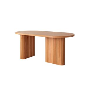 Calista Oval Ahşap Bohem Yemek Masası 90x180 Natural