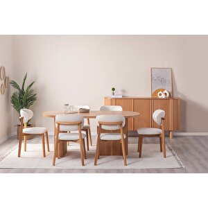 Calista Oval Ahşap Bohem Yemek Masası 90x180