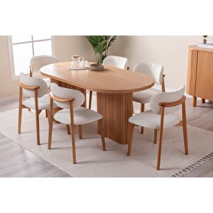 Calista Oval Ahşap Bohem Yemek Masası 90x180
