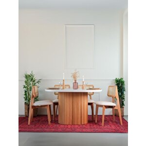 Niyegara İskandinav Natural Ahşap Masa Sandalye Takımı 90x130 Natural