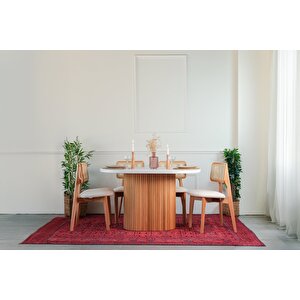 Niyegara İskandinav Natural Ahşap Masa Sandalye Takımı 90x130 Natural