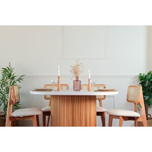 Niyegara İskandinav Natural Ahşap Masa Sandalye Takımı 90x130