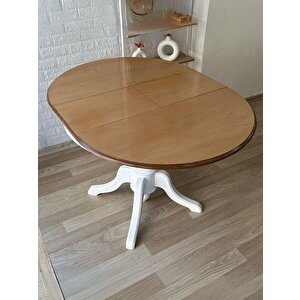 Lindon Baba Ayak Yuvarlak Açılır Masa 90x90 Beyaz - Ceviz