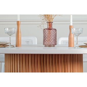 Niyegara İskandinav Natural Ahşap Masa Sandalye Takımı 90x130