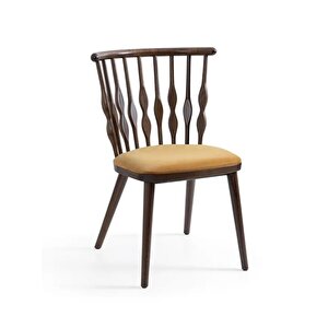 Natura Retro Ahşap Sandalye Ceviz-Sarı