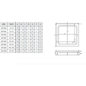 Shower 80x80 Kare Duş Teknesi (panelli)