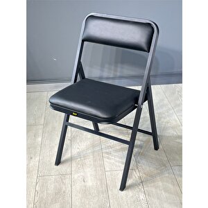 Buse Çalışma Masası Ofis Bilgisayar Masası + Katlanır Sandalyeli 103 Cm Metal Siyah Ayak