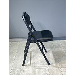 Buse Çalışma Masası Ofis Bilgisayar Masası + Katlanır Sandalyeli 103 Cm Metal Siyah Ayak
