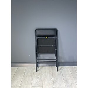 Buse Çalışma Masası Ofis Bilgisayar Masası + Katlanır Sandalyeli 103 Cm Metal Siyah Ayak