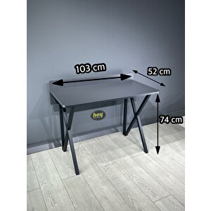 Buse Çalışma Masası Ofis Bilgisayar Masası + Katlanır Sandalyeli 103 Cm Metal Siyah Ayak