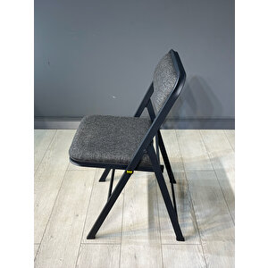 Buse Çalışma Masası Ofis Bilgisayar Masası + Katlanır Sandalyeli 103 Cm Metal Siyah Ayak
