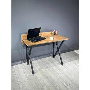 Buse Çalışma Masası Ofis Bilgisayar Masası + Katlanır Sandalyeli 103 Cm Metal Siyah Ayak