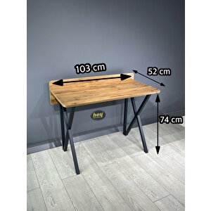 Buse Çalışma Masası Ofis Bilgisayar Masası + Katlanır Sandalyeli 103 Cm Metal Siyah Ayak