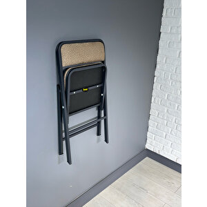 Buse Çalışma Masası Ofis Bilgisayar Masası + Katlanır Sandalyeli 103 Cm Metal Siyah Ayak