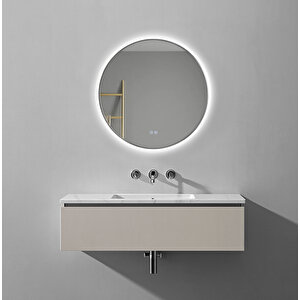 Akıllı Buhar Tutmayan 3 Renk Ledli Gümüş Çerçeveli Banyo Aynası Lavabo Aynası 70 Cm