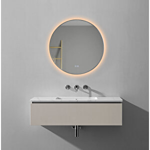 Akıllı Buhar Tutmayan 3 Renk Ledli Gümüş Çerçeveli Banyo Aynası Lavabo Aynası 70 Cm