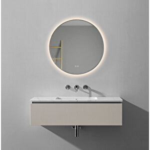 Akıllı Buhar Tutmayan 3 Renk Ledli Gümüş Çerçeveli Banyo Aynası Duvar Lavabo Aynası 80 Cm