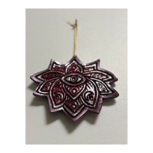 Lotus Desenli Kahverengi Göz Duvar Süsü