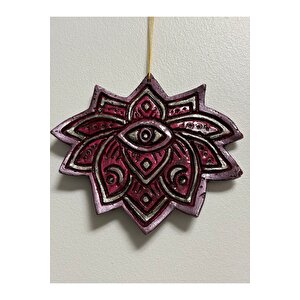 Lotus Desenli Kahverengi Göz Duvar Süsü