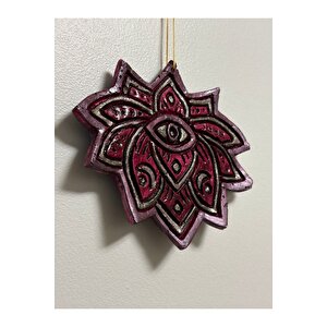 Lotus Desenli Kahverengi Göz Duvar Süsü
