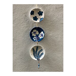 Vivusin 3 Lü Mavi Çiçekli Set Duvar Süsü