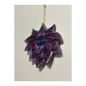 Lotus Desenli Bordo Göz Duvar Süsü