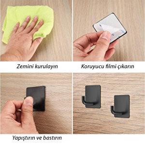 Microcase  Yapışkanlı  Paslanmaz Çelik Banyo Mutfak Eşya Havlu Vb Metal Askılık Kare Tasarım-al4936 1 Adet
